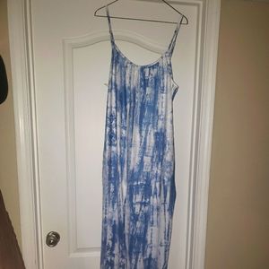 Blue and white spaghetti strap jumpsuit